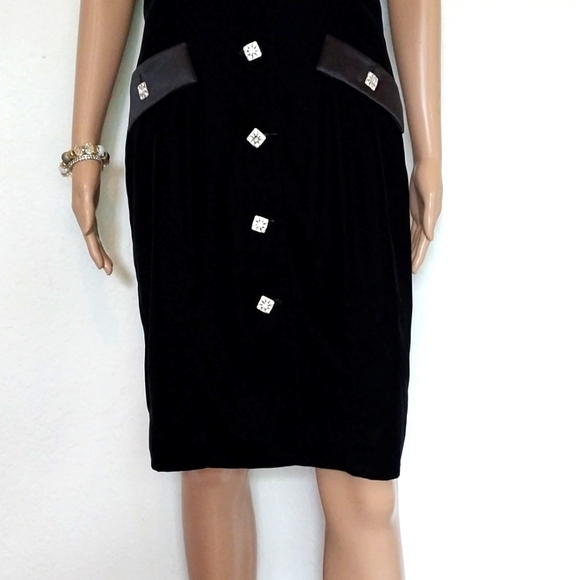 KAY UNGER Tuxedo Dress Black Velvet  Satin Lapel Diamonds Classy Lady - Picture 8 of 12
